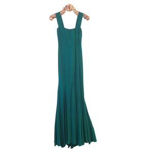 Reformation Dress Ballina Maxi Mermaid Gown Green Square Neck 2